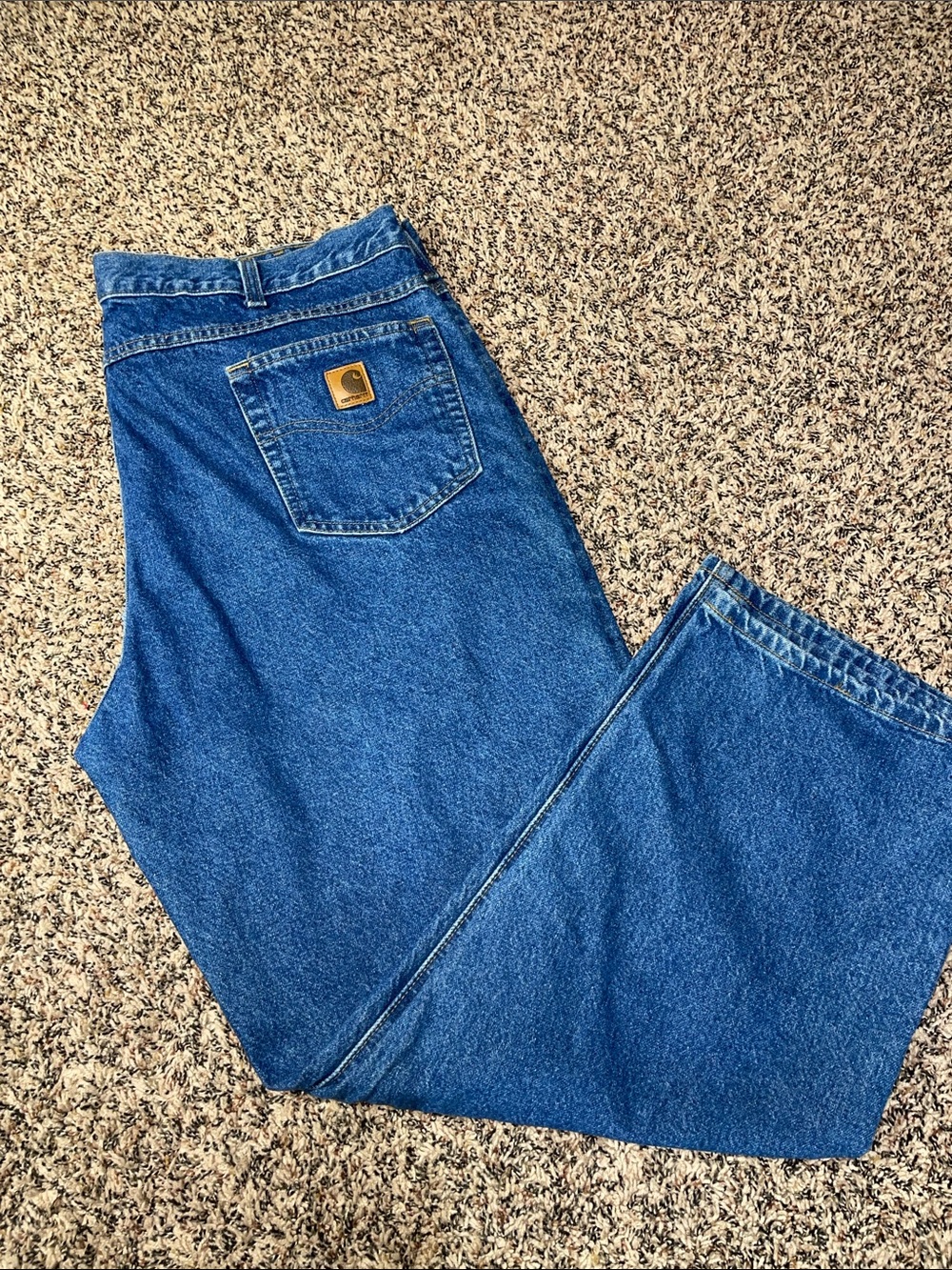Carhartt Men's Dark Blue Relaxed Fit Straight Leg Jeans 44x30 | Like New/STAIN